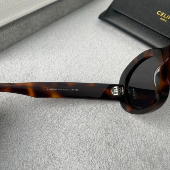 Celine Triomphe Oval Tortoise Sunglasses